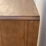 High art deco chest of drawers with mustache feet in raw walnut, 1930s