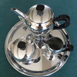 Tea service or coffee in chromed copper with tray year 70