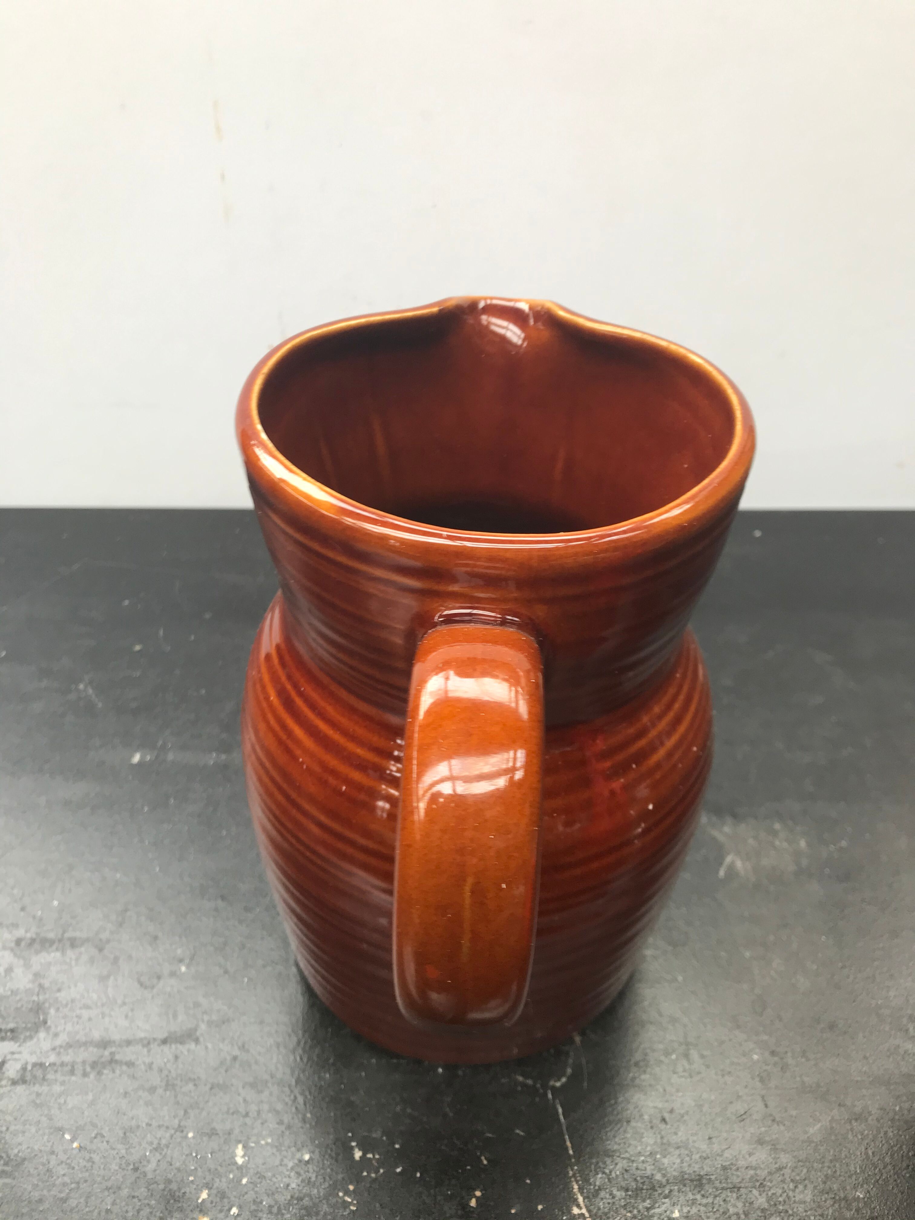 Former pitcher 2l ceramics striped brown 70s vintage