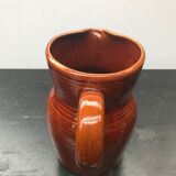 Ancien pichet 2l céramique rayée marron années 70 vintage