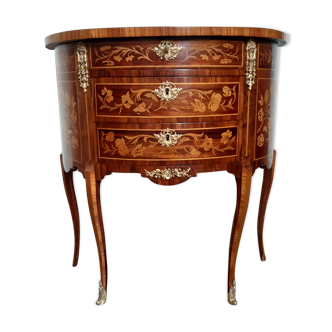 Commode demi-lune ancienne circa 1930 marqueterie
