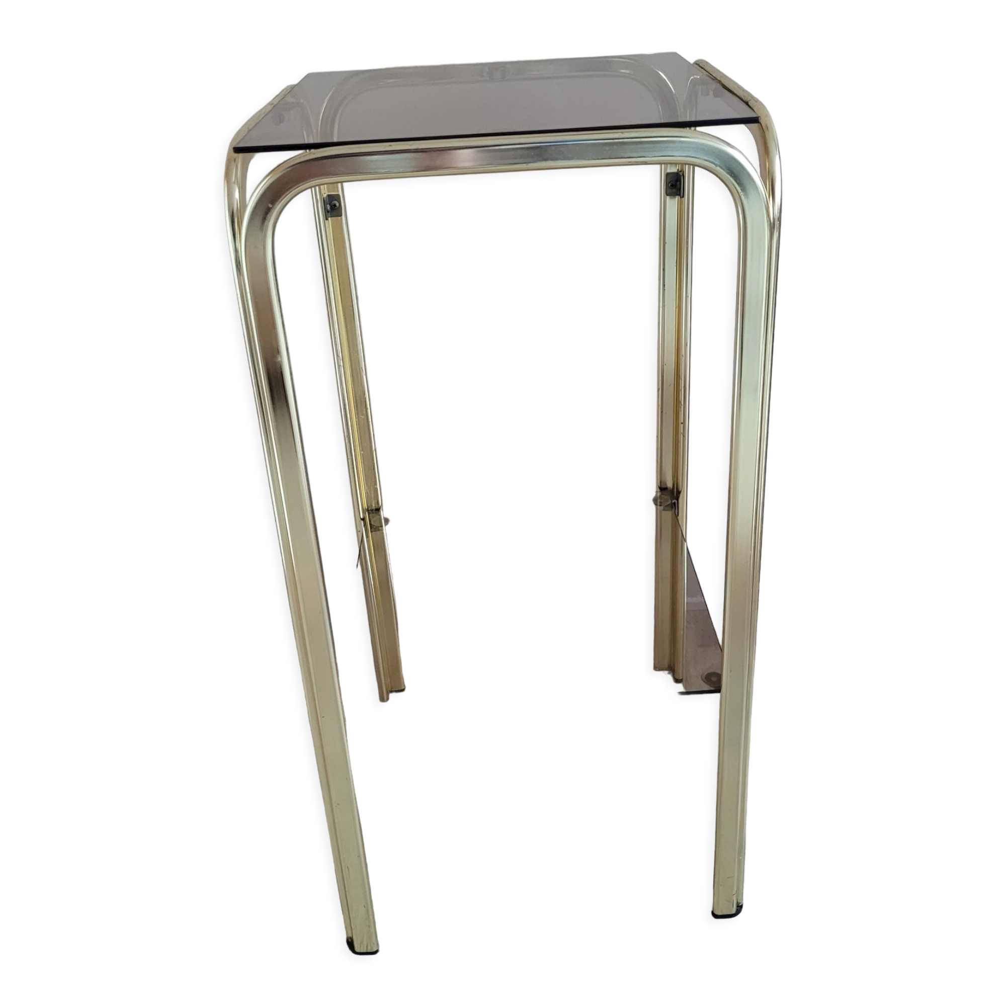 Golden side table and smoked glass