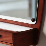 Scandinavian wall mirror in teak with drawers – mid-century Danish design