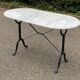 Oval marble and black steel bistro table for 4 people 120cm
