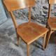 Set of 4 French bistro chairs, beech and plywood, 1960s, mid-century dining chairs.