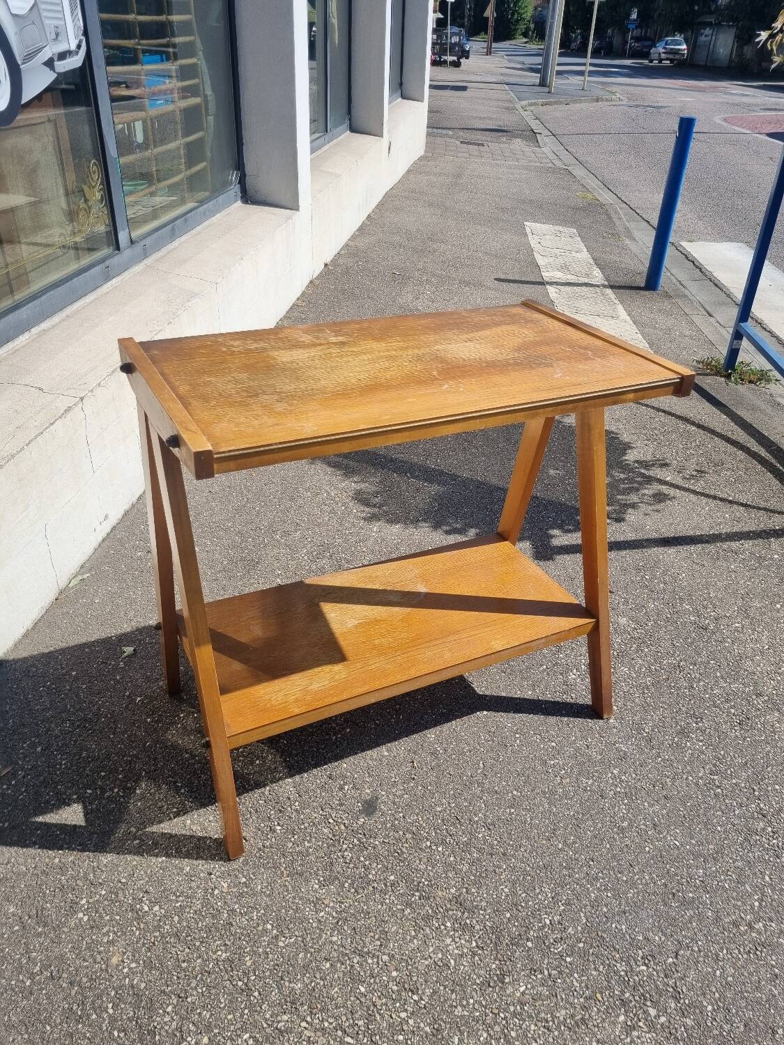 Vintage side table with compass legs