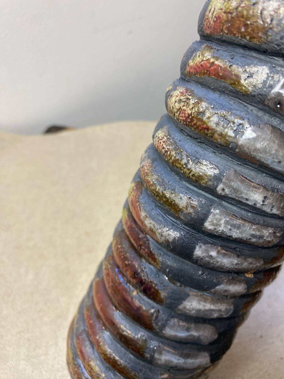 Raku ceramic tubular vase