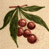 Empty cup pocket in cracked earthenware cherry decoration signed Lauray