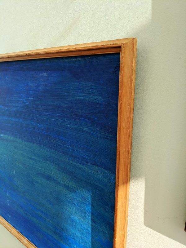 'blue soul' - vintage mid century abstract framed oil painting