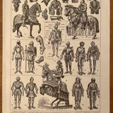 Lithograph engraving on armor and knights of 1928
