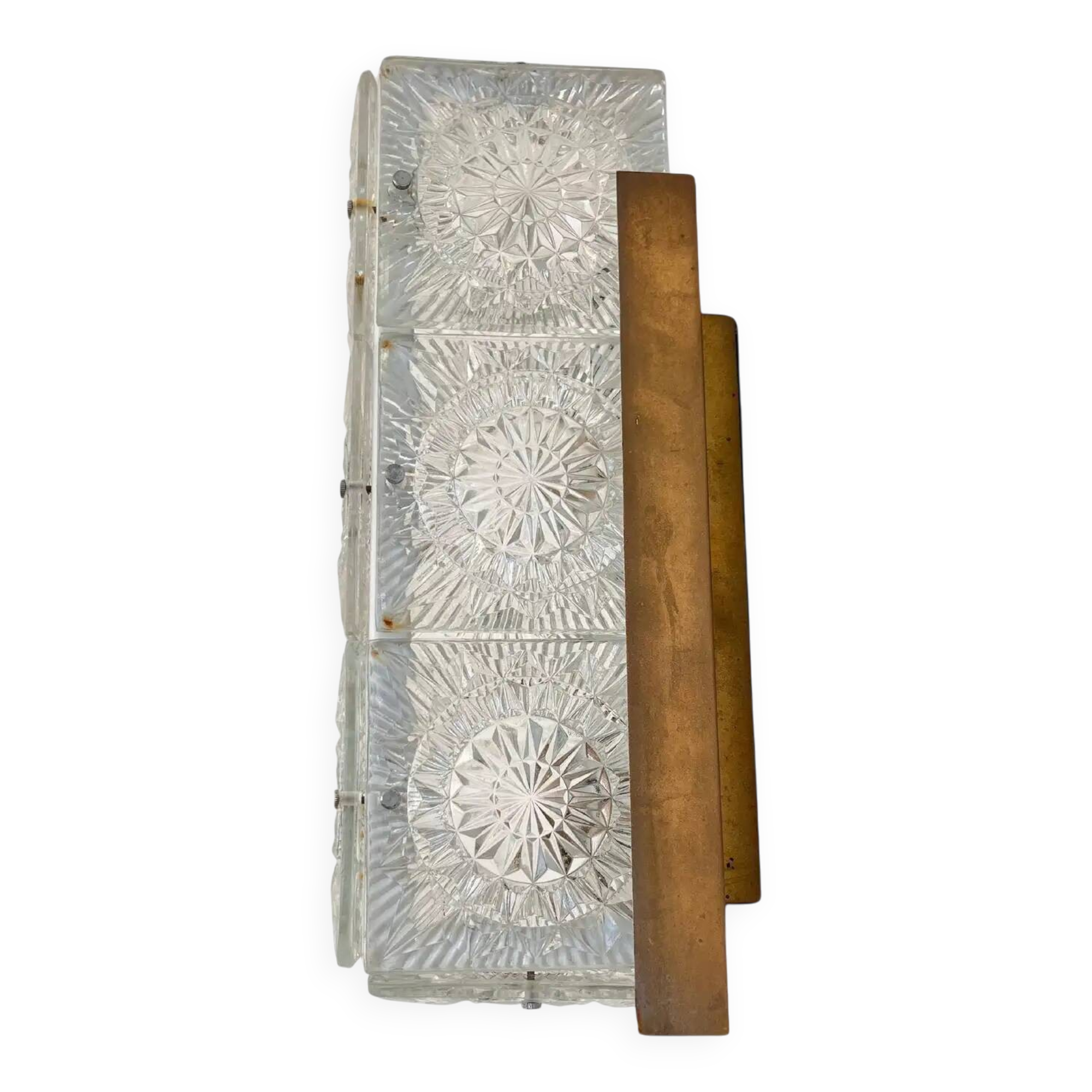 Paire de grandes appliques murales en verre au design des années 50 par Kamenický Šenov, années 1970.