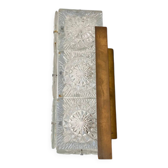 Pair of mid-century design large glass wall lamps by Kamenický Šenov, 1970s