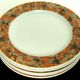 5 flat plates porcelain Pyroblan Sarreguemines décor Chevermy