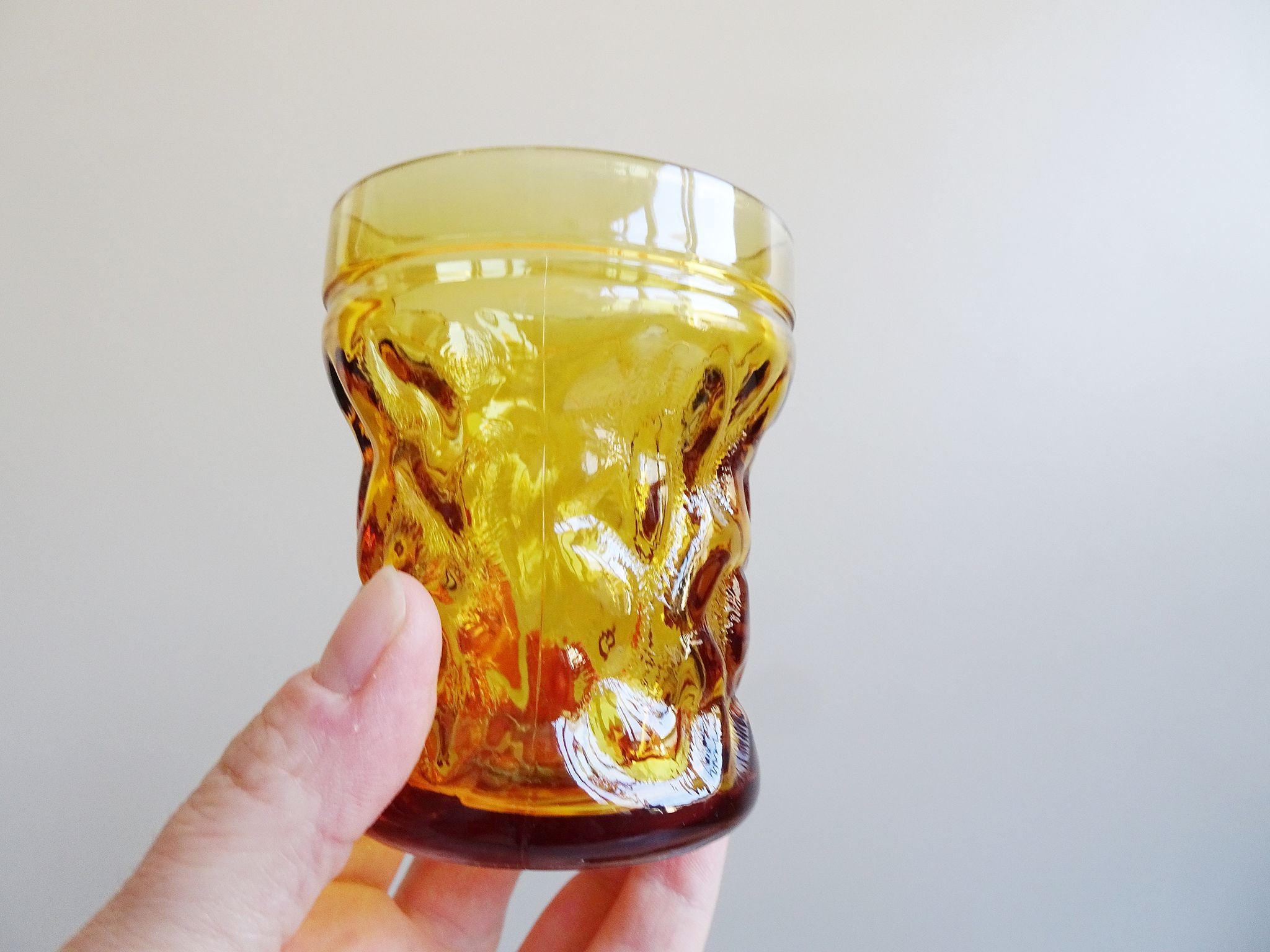 Amber glasses with carafe, italian drinking set 70s