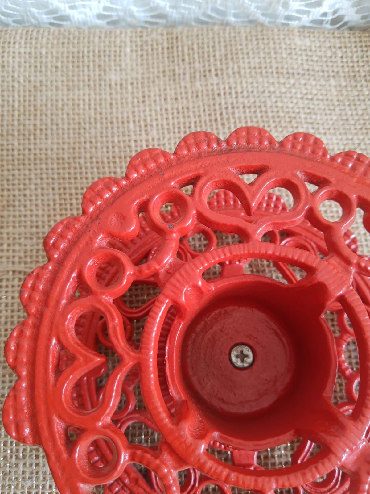 iron candle holder vintage red cellar rat