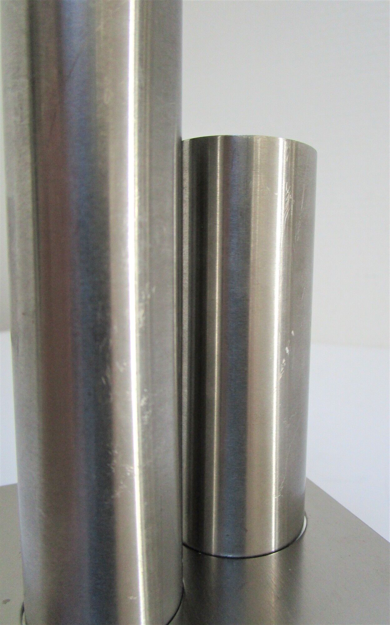 Sculptural vase stainless steel tubes design 70s space age letang remy