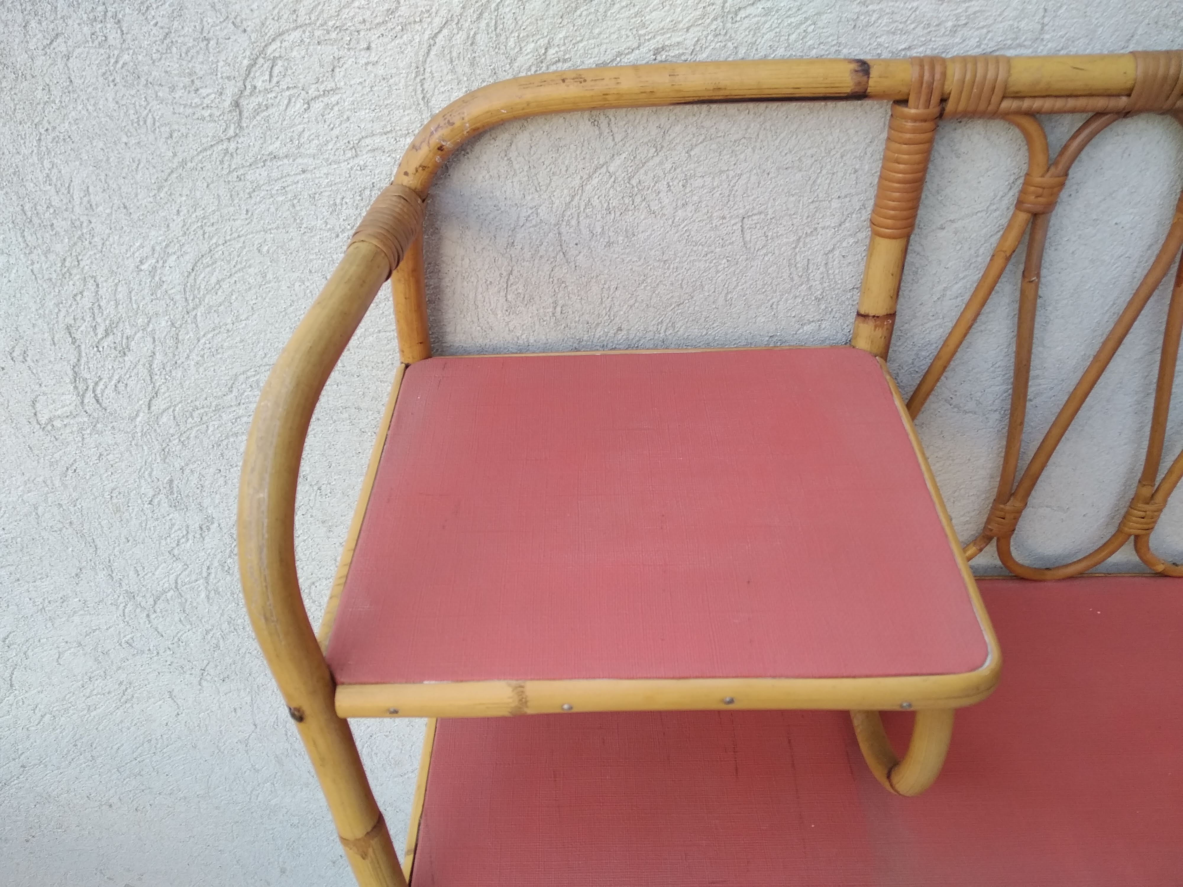 Vintage rattan wall shelf 60s