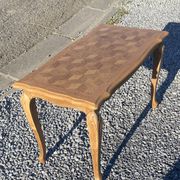 Vintage oak marquetry coffee table, Louis XV style - top motif