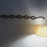 Large concertina scissor wall light in teak by Eric Hansen  Denmark 1960s
