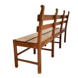 Solid oak brutalist robust bench, Netherlands 1950s