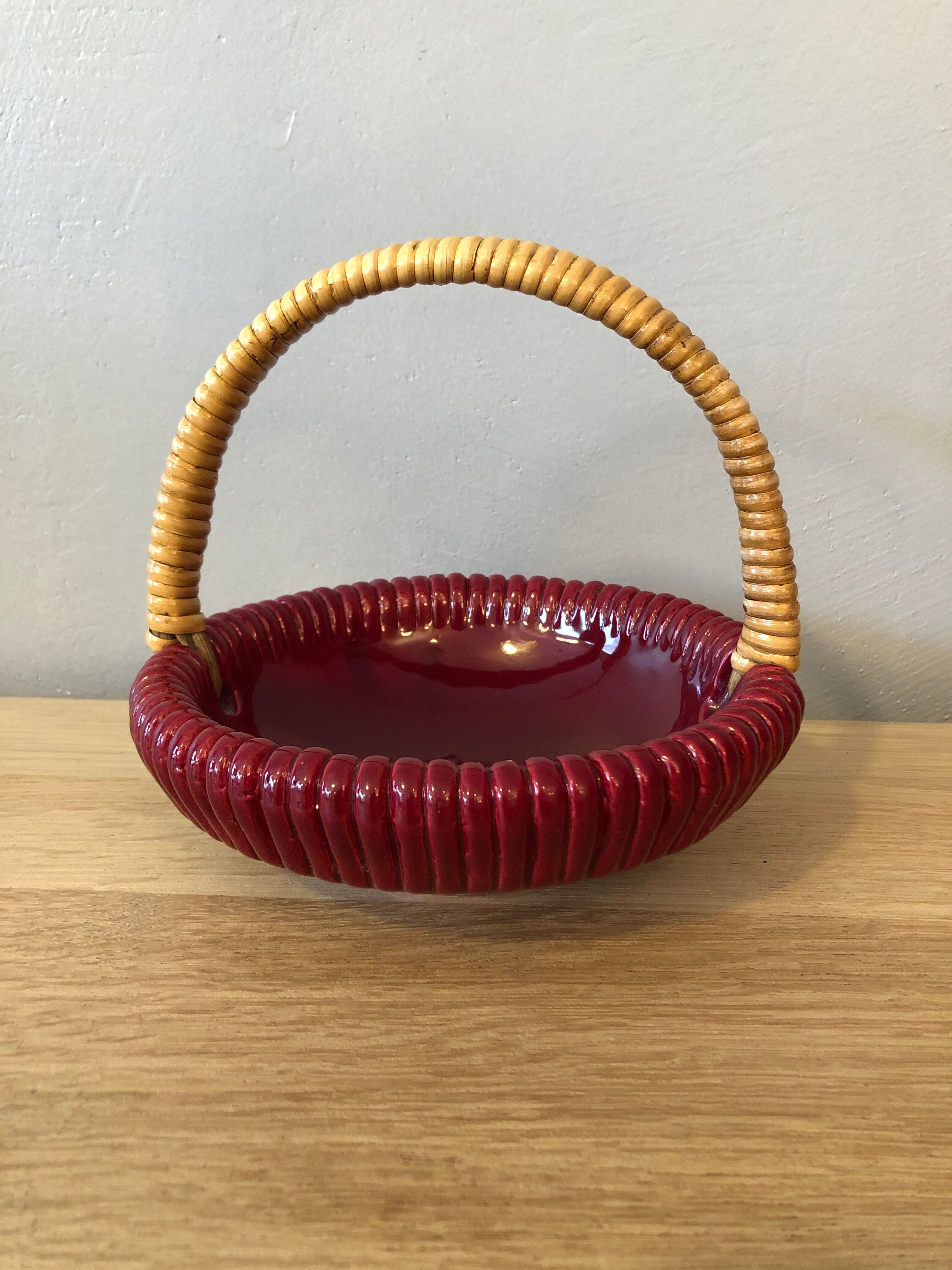 Ceramic and rattan basket