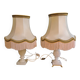 2 bedside lamps in white alabaster with lampshades.