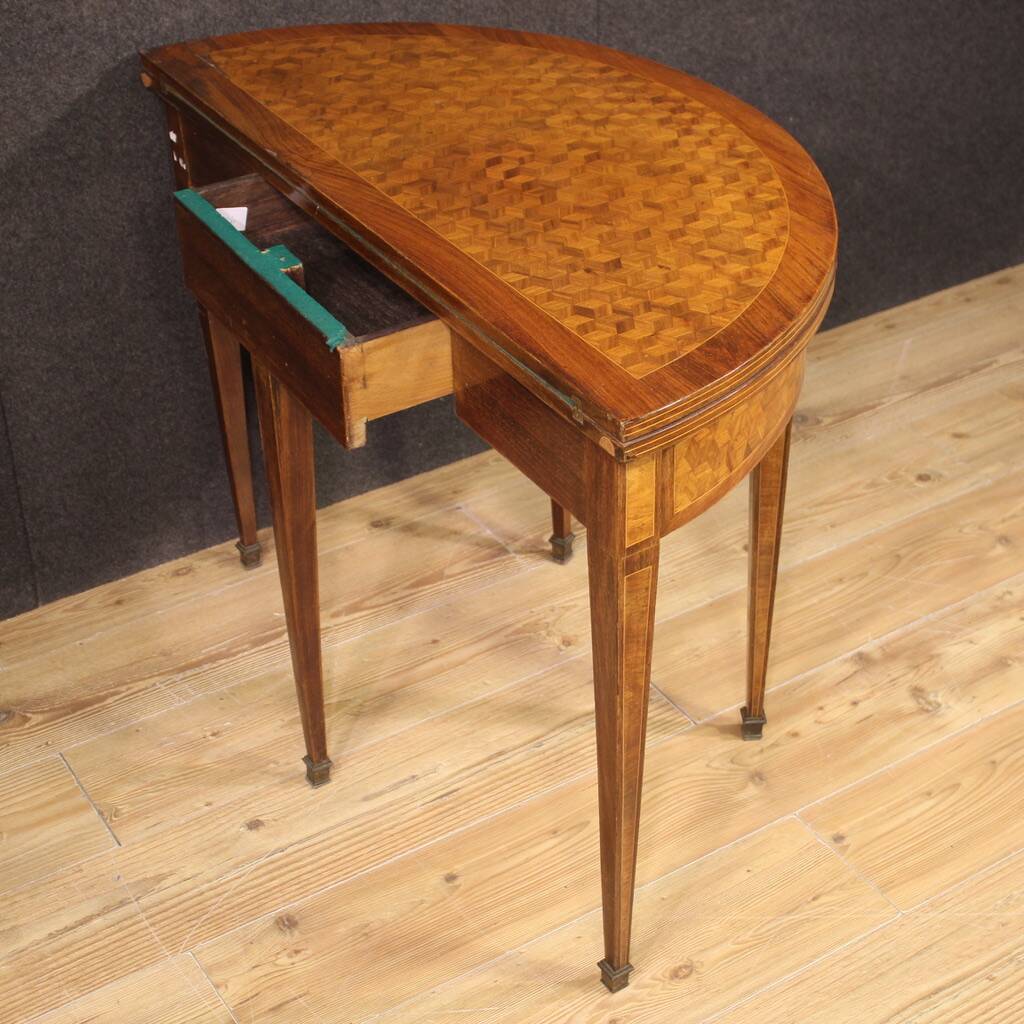 1930s Louis XVI style demilune gaming table