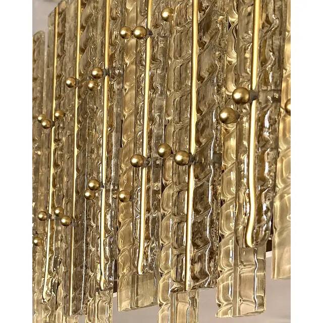 Contemporary Modern Italian Fumè “Tropical” Murano Glass Gold Chandelier