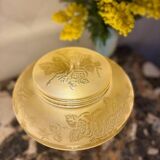 Lampe à poser art nouveau globe fleuri jaune