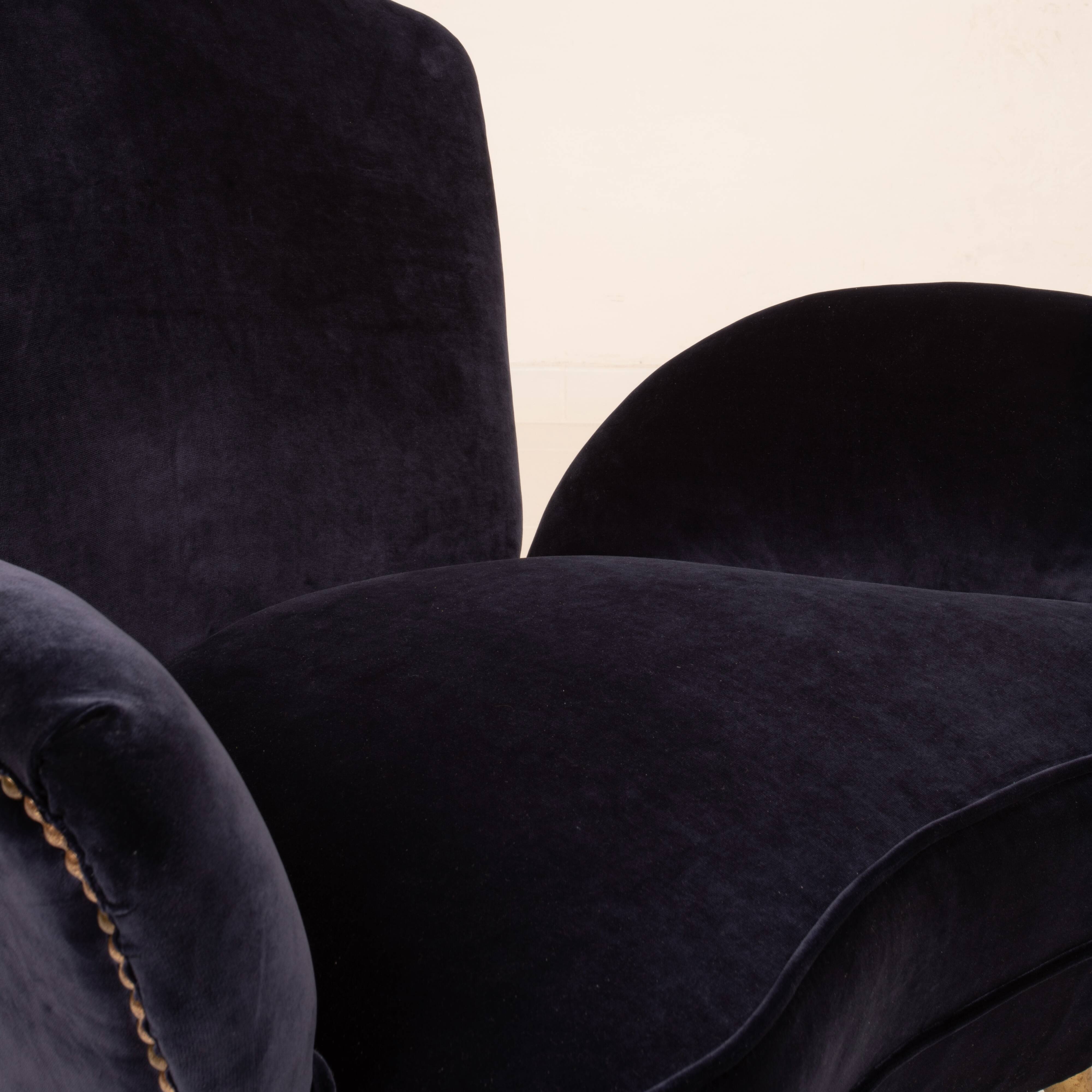 Fauteuil en velours de style mid-century Cesare Lacca pour ISA Bergamo