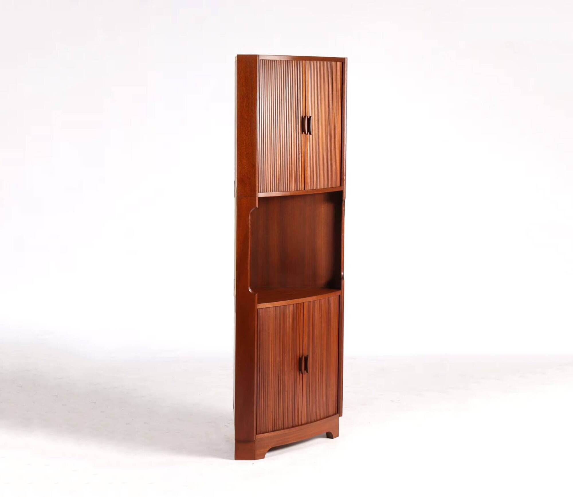 Danish vintage corner cabinet with tambour doors, 1960s