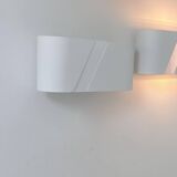 Pair of wall lights in matt white metal and perspex, Holland 1980