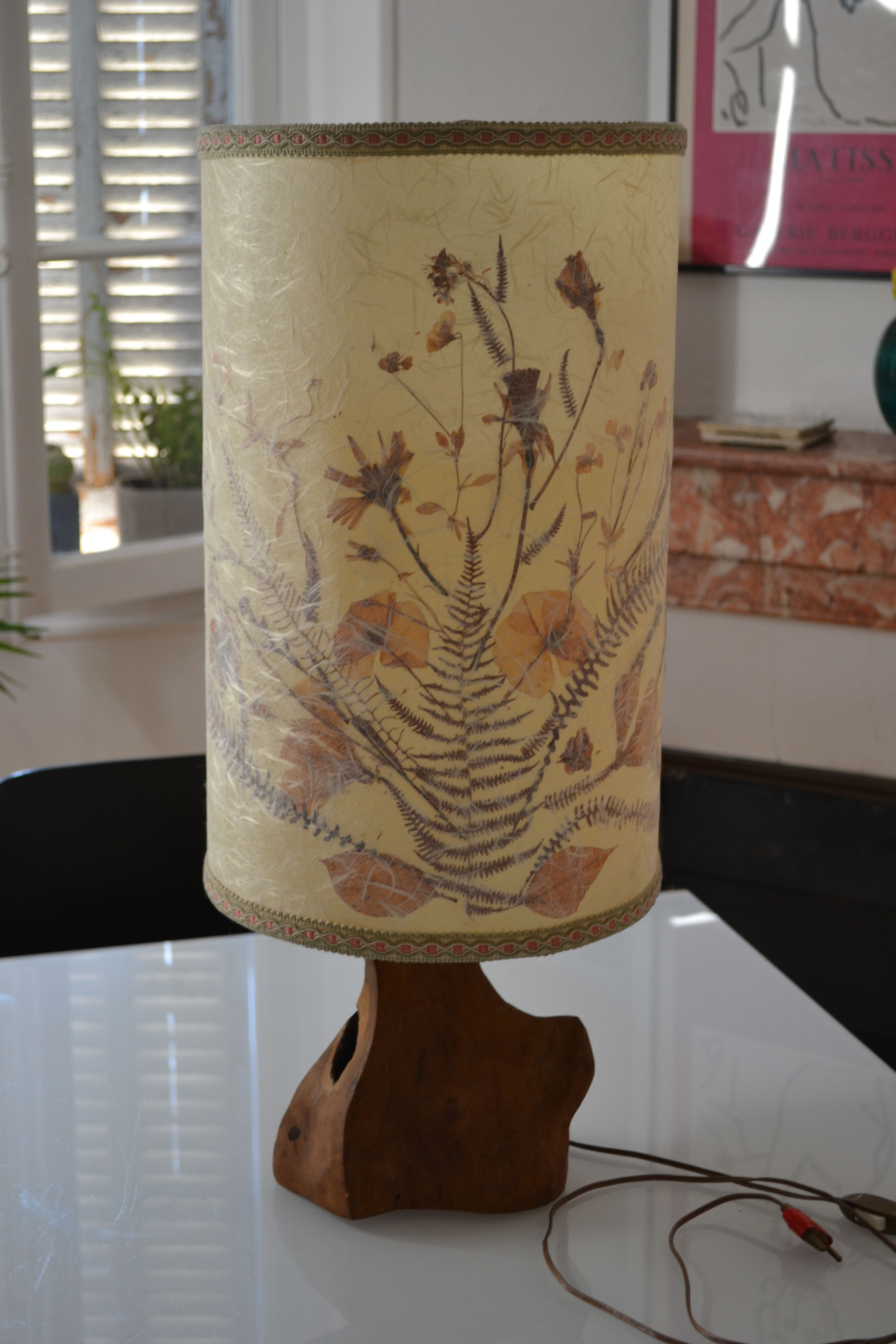 Modernist brutalist lamp free form 60's olive wood