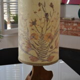 Lampe brutaliste moderniste forme libre 60's bois d'olivier