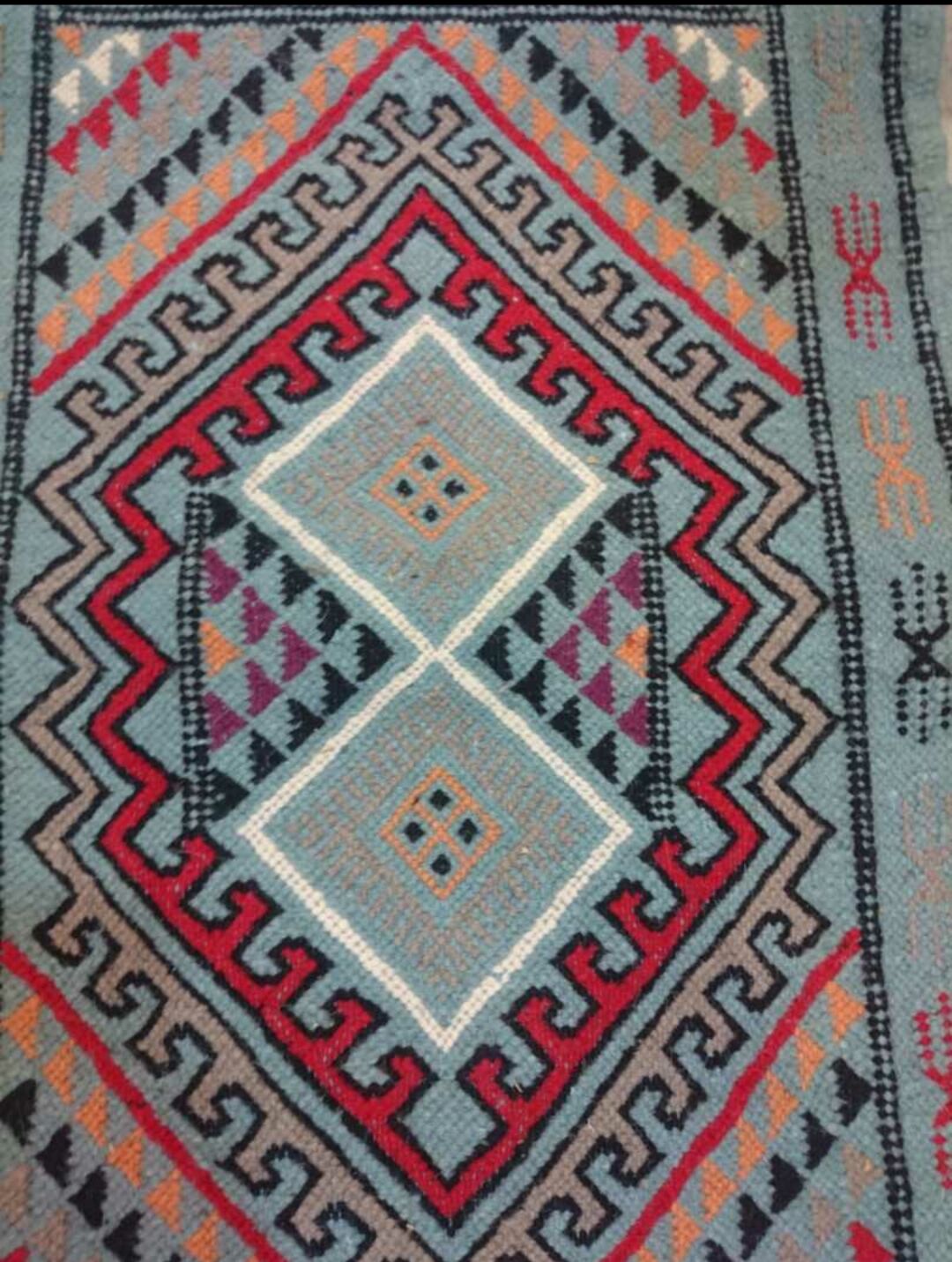 Blue berber kilim in pure wool carpet 54x103cm