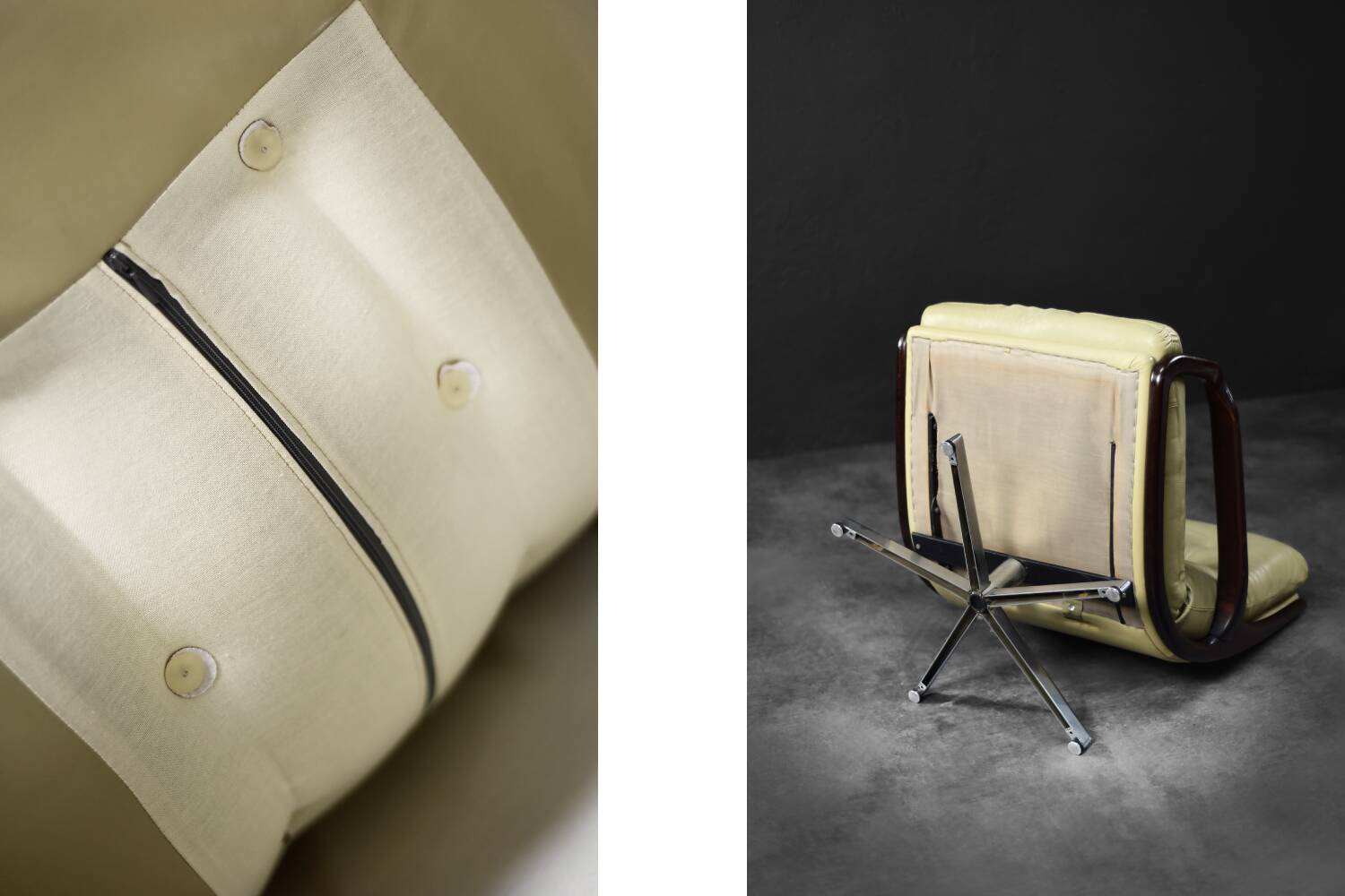 Swivel armchair in leather by Eugen Schmidt, Germany 1960