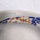 Shallow dish Hamage & Moulin des Loups, blue and orange floral stencil decoration.