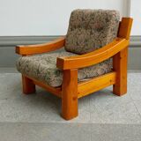 brutalistic swedish armchair  in pine from the 70s