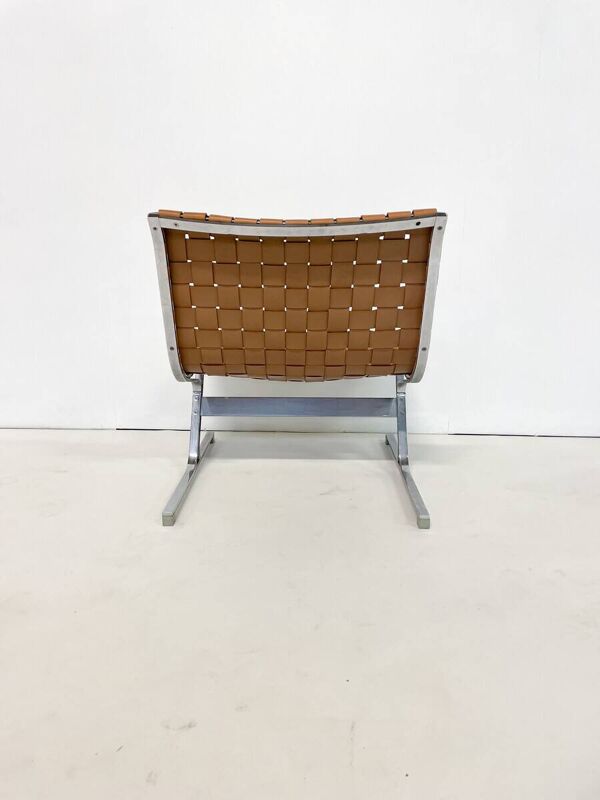 Paire de fauteuils lounge vintage par Ross Littell pour ICF, Cuir Cognac, Italie, 1970s