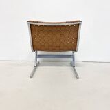 Mid-Century Pair of Lounge Chairs by Ross Littell for ICF, Cognac Leather, Italy, 1970s