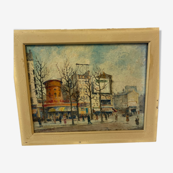 Oil, painting, Saudemont, Moulin Rouge, Paris