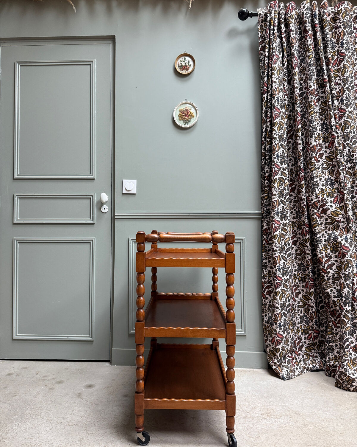 Vintage wooden serving trolley