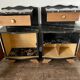 Paire de chevets Art Deco noir et bois