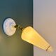 Vintage tulip wall lamp in white opaline with gold trim