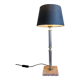 Golden metal lamp with pink marble base