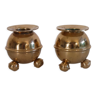 Pair of Scandinavian brass candle holders 1960