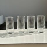 Set of 4 transparent twisted water glasses H:12cm