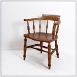 Elm armchair with curved back