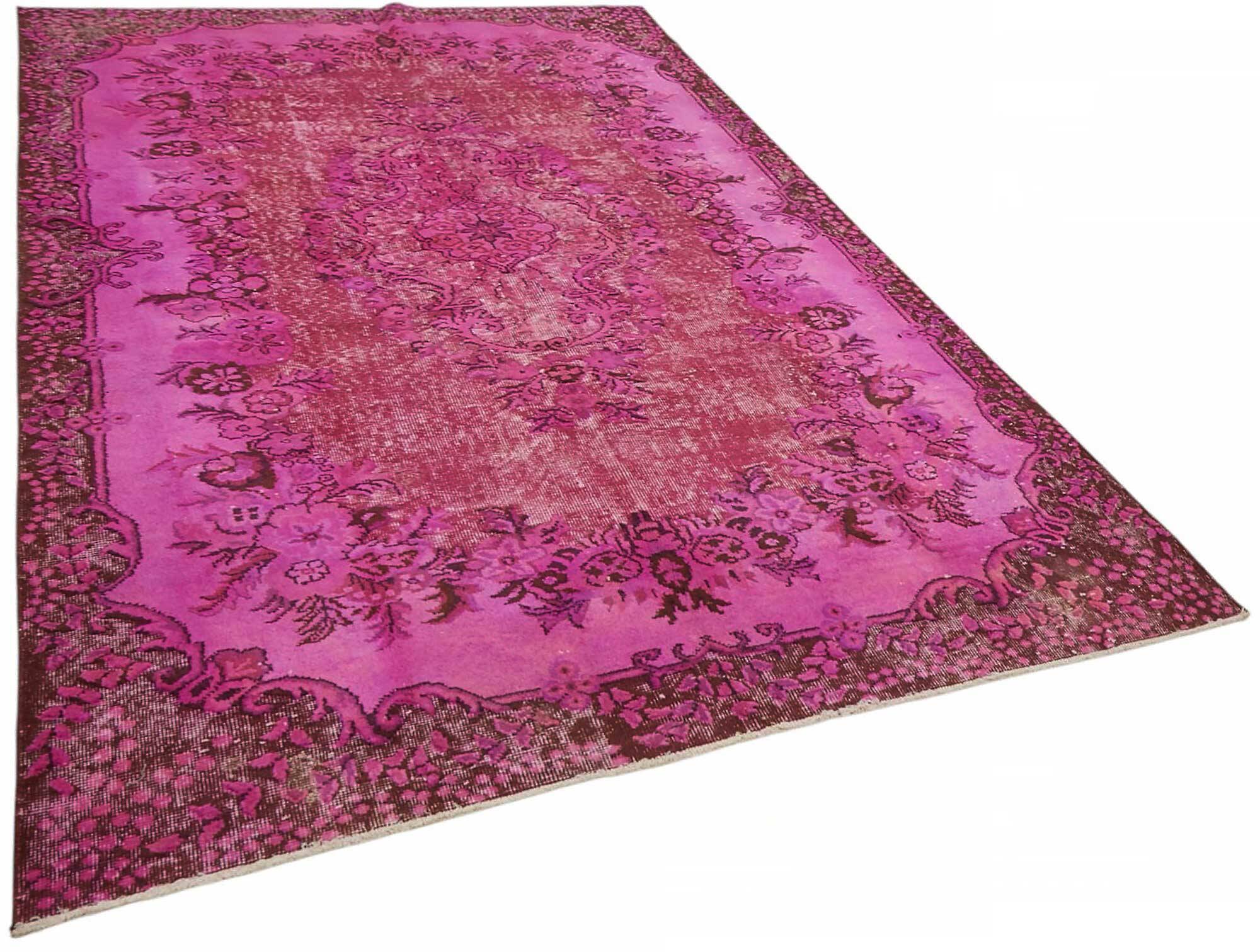 Overdyed Wool Vintage Handmade Carved Rug 188 cm x 302 cm
