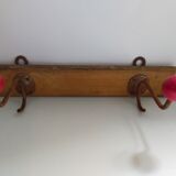 Coat rack 2 hooks vintage red balls